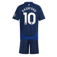 Camisa de Futebol Manchester United Marcus Rashford #10 Equipamento Secundário Infantil 2024-25 Manga Curta (+ Calças curtas)